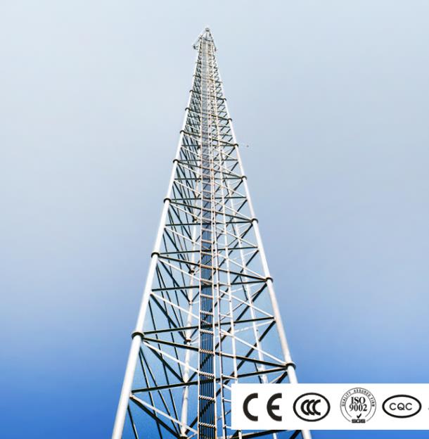 Pólo de monitoramento CCTV para segurança exterior, Forte Torre de aço eólico